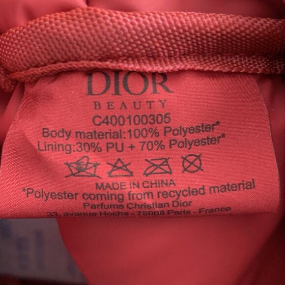 DIOR Beauty Red Cosmetic Makeup Toiletry Bag Pouch with Gold Zipper NIB - Picture 10 of 15